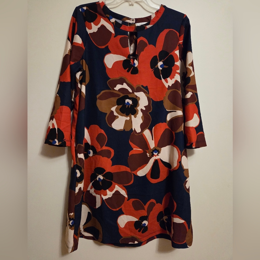eci New York Women's Long Sleeve Floral Dress M